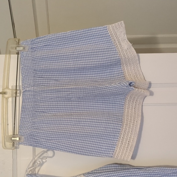 Blue Gingham Rayon Women's Vintage Style Sleepwear Set Shorts Cami Robe Small - Picture 6 of 8